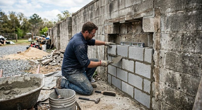 Cinder Block Wall Repair in Brogue, PA