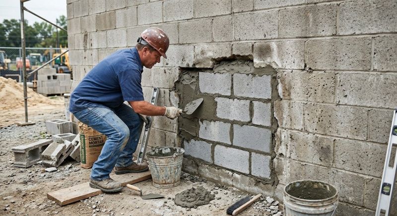 Cinder Block Wall Repair in Hanover, PA
